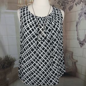Sejour Silk Black and White Silk Blouse